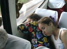 We had to get up at 5.30 am! No wonder Iris de Marez Oyens and Chantal Bakker were sleeping in the bus