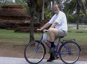 Tieme Kuyper on the biggest bike he could find.